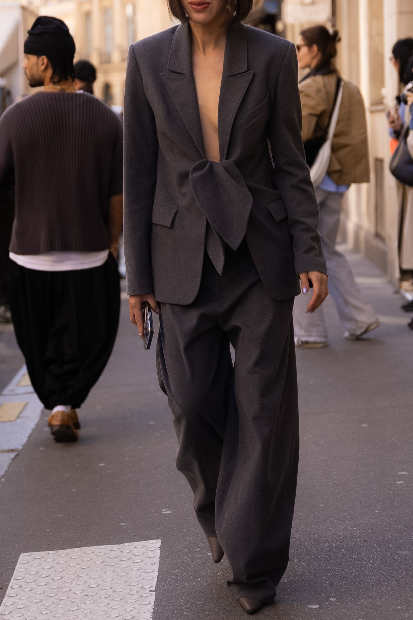 Tiffany Hsu captured outside The Row AW 26/27 in Paris. Streetstyle captured outside Acne Studio in Paris AW26/27. Paris street style captured outside of The Row on 4 March 2026.
