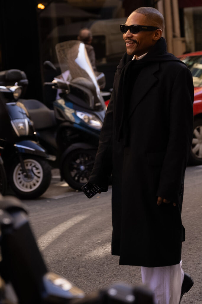 Streetstyle captured outside Acne Studio in Paris AW26/27. Paris street style captured outside of The Row on 4 March 2026.